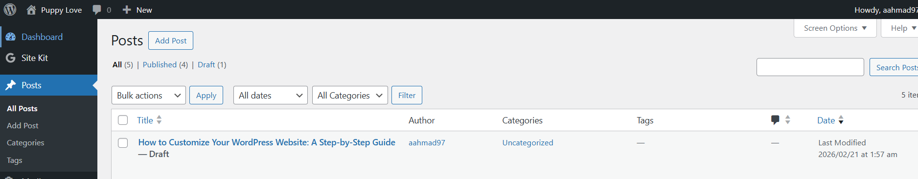 Wordpress Dashboard Image